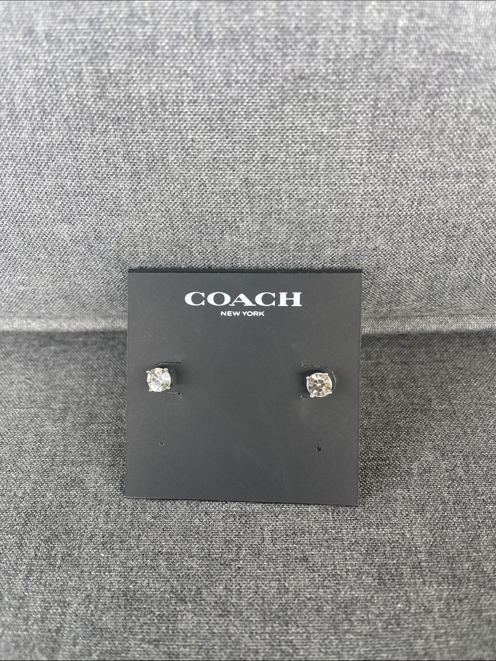 Coach Clear Crystal Stud Earrings NWT